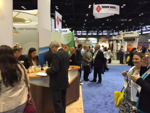 Huber booth is busy on Monday morning at IFT2015